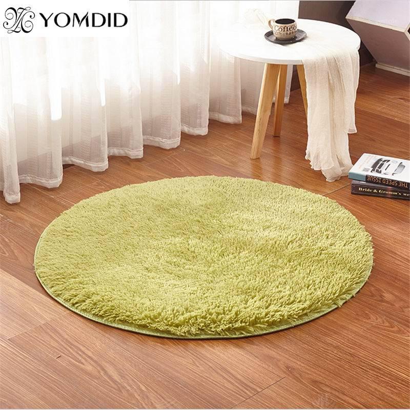 

4 Size Plush Shaggy Soft Round Carpet Non-Slip Water absorption Mats Floor Rugs Yoga Mat For Bedroom Living Room Parlor Toilet1, Pink