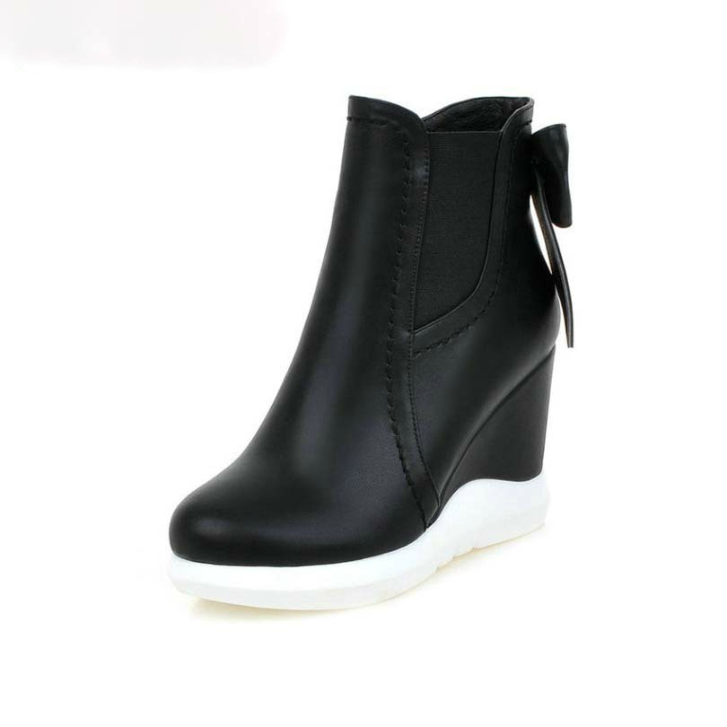 

Esveva sweet bowtie autumn shoes white heels women's fashion boots size 34-42, Red