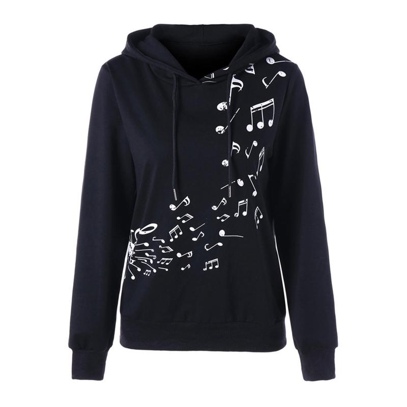 

2021 NEW Fashion Hip Hop Music Note Hoodies Sweatshirt Pullover Costume Women Hoodie Long Sleeve Harajuku Hooded Sweatshirt Tops