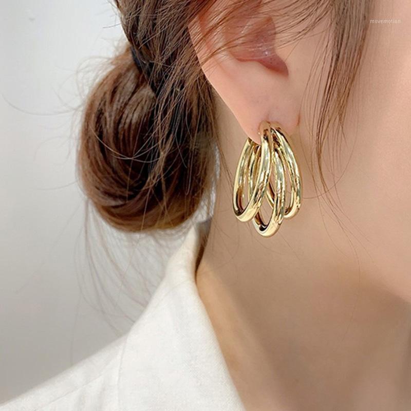 

skysuk Gold Color Multilayer Metal Hoop Earrings for Women Brincos Elegant Circle Earrings Statement Jewelry Boucles d'oreill1