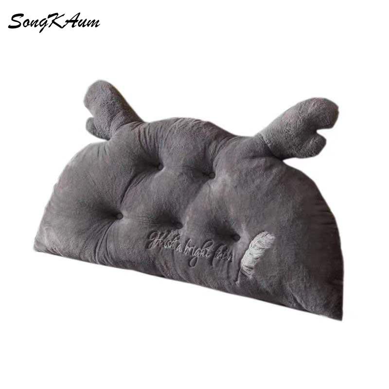 

SongKAum Washable cute Cartoon antlers long Bedside cushion European-style double-sided cushions double home pillows Tatami, Gray