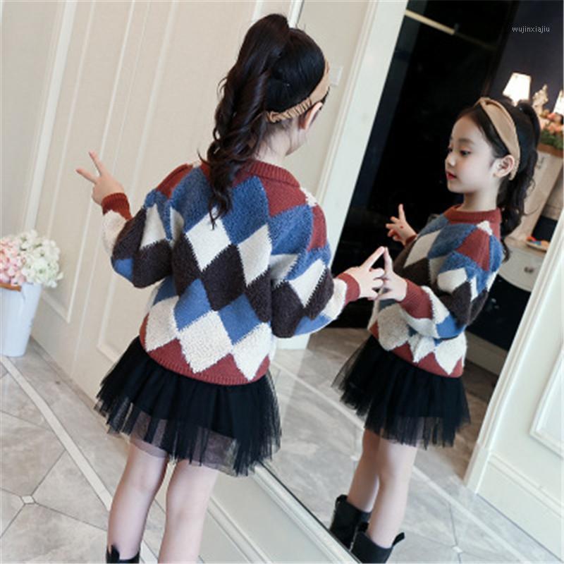 

Baby Girls Sweater Winter Children's Clothes Thick Lattice Fashion Sweater Cute Princess Coat Pullover1, Red