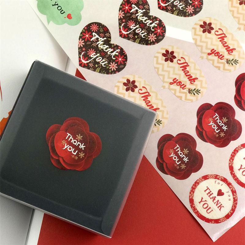 

New 500/600 Pcs Thank You Stickers Flower Love Heart Label Gift Box Cookie Baking Sealing Stickers Packing Decoration Supplies
