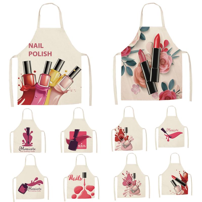 

Women Men Kitchen Aprons Waterproof Cooking Housewife Nail Apron Cooking oil-proof Linen Home Textile Antifouling Chef 68*55 036