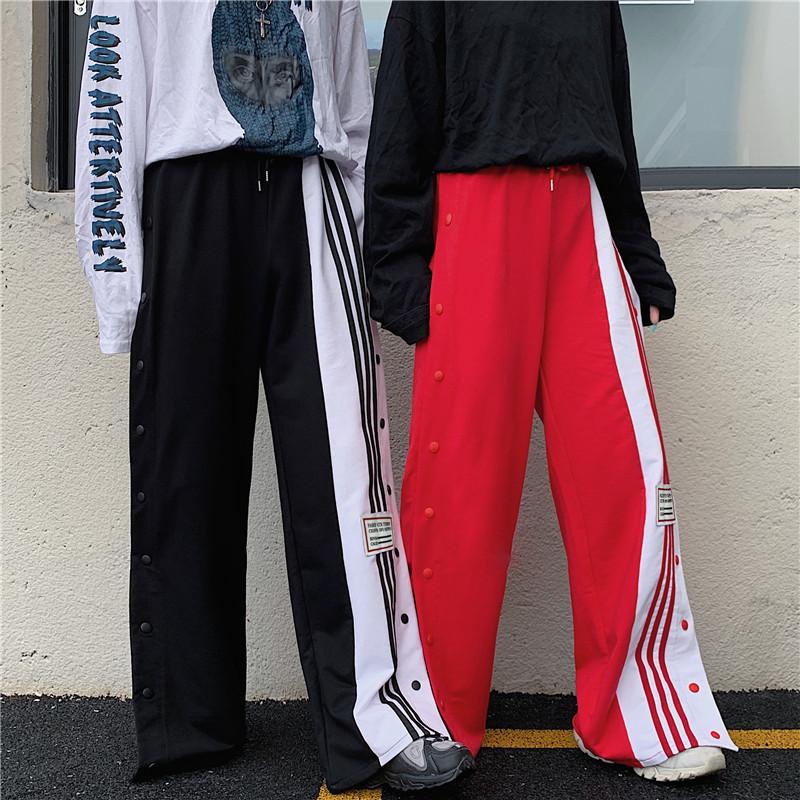 

Harem Jogger Pants Men Women Hip Hop Fashion Casual Track Trousers Streetwear Harajuku Hipster Stripe Sweatpants Men's Pants, Black