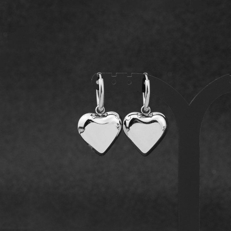 

New Korean Girls KPOP Stainless Steel Stud Earring 3D Love Peach Heart Geometry Ear Clip Grunge Punk Rock Titanium steel Earring