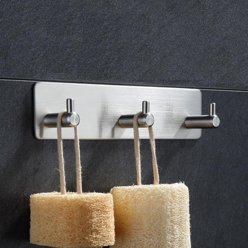

Stainless Steel Hook Wall Hanger No Trace Kitchen Bathroom Door Rustproof Hooks For Hanging Clothes Bag Key Hanger Organizer