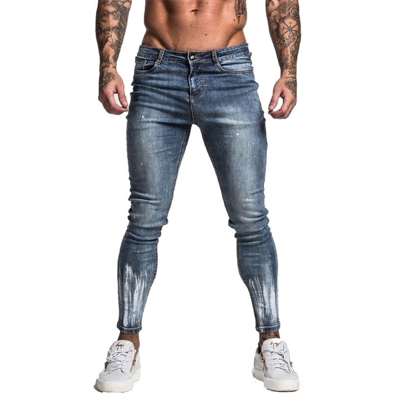 

GINGTTO Jeans for Men Slim Fit Super Skinny Jeans For Men Street Wear Hip Hop Ankle Length Tight Cut Closely To Body Big Size St 201111, Blue
