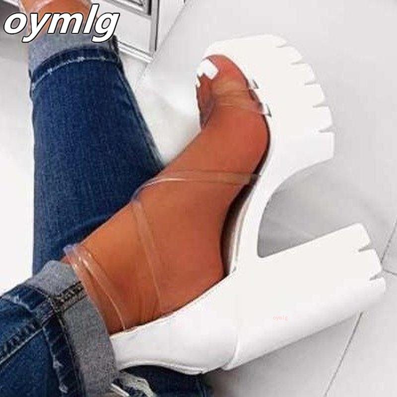 

Open Toe Women Platform Sandals Strappy Chunky Ultra High Heel Platform Fashion See-Through Strap Female Shoes 2021 Summer, Black