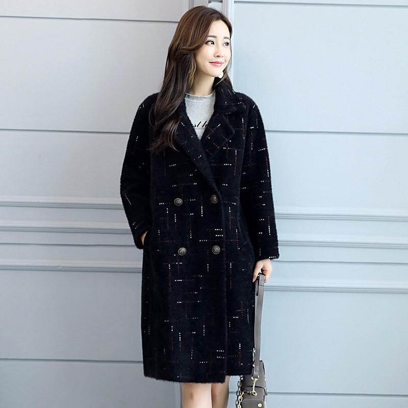 

Velvet Imitation of Vison Coat Autumn New Jersey Loose Cardigan Long Fine Women's Comfortable Fines Dgia TOR3, Black