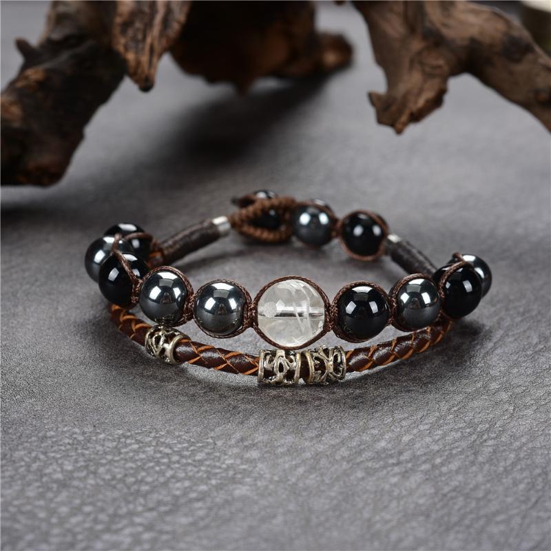 

Retro Fashion Women/men Natural Stone Beads Woven Rope Leather Wrap Bracelet Yoga Jewelry Tibetan Buddha Bracelet Chakra Y1016