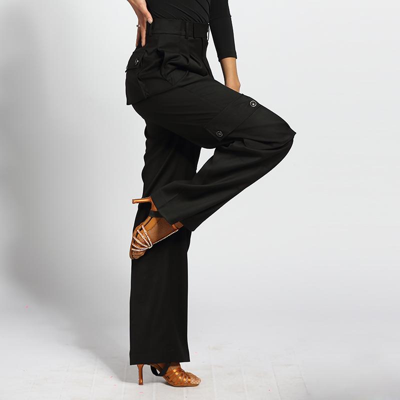 

2020 New Men And Women Latin Dance Pants Ballroom Dance Pocket Trousers Adult Samba Waltz Stage Performance Pants DL5237, Black