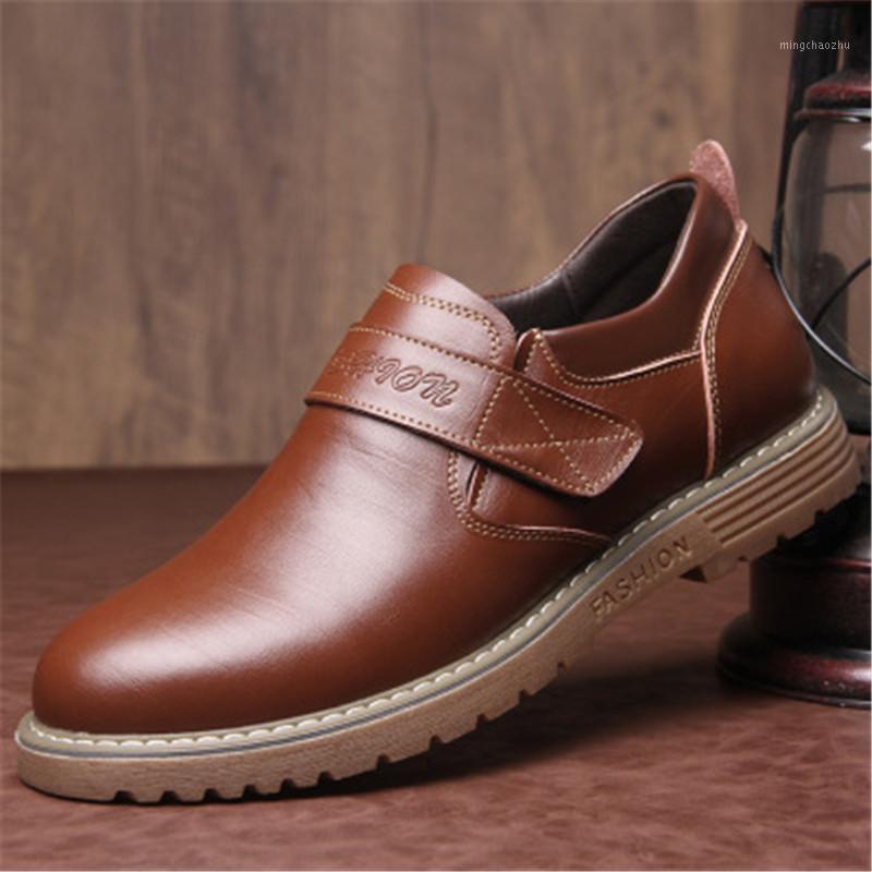 

Genuine Leather Casual Men Shoes Fashion Flats Round Toe Comfortable Office Shoes Male Dress Black Brown Plus Size 38-441