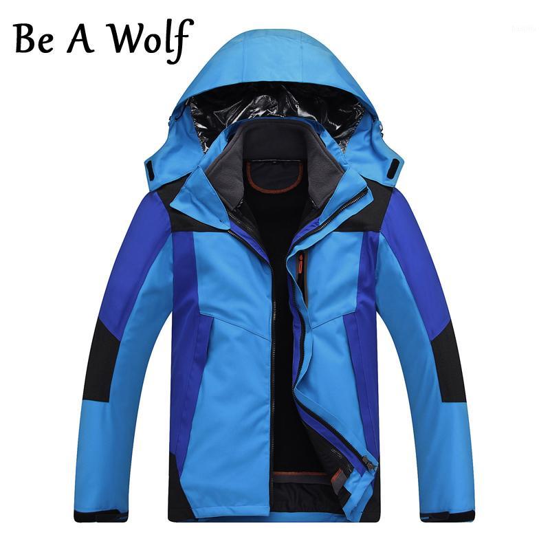 

Be A Wolf Men' Inner Fleece 2 in1 Waterproof Jacket Outdoor Sport Warm Coat Hiking Camping Skiing Male Jackets 014#1, Blue