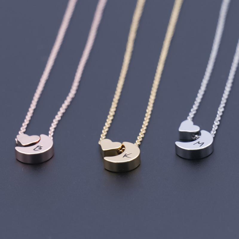 

Crescent Moon Love Heart Choker Necklace For Women Gold Color Initial Letter Necklace Chocker 2020 Fashion Jewelry