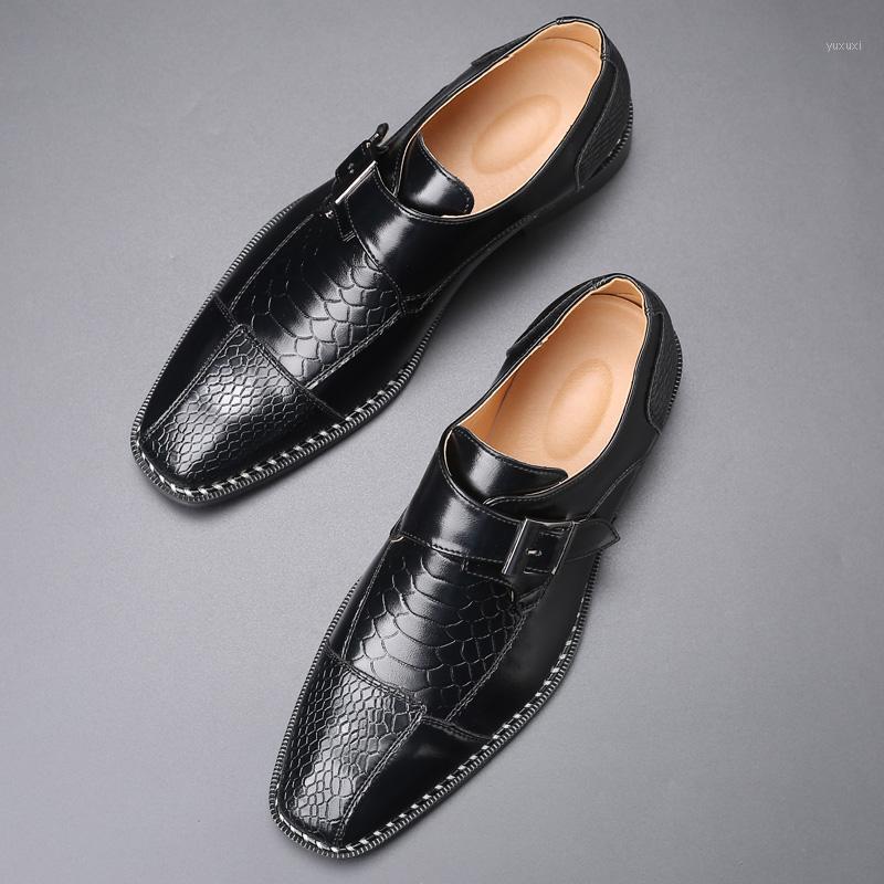 

2020 Men's Dress Shoes Buckle Business Skyle Oxfords Formal Leather Shoes Elegant Wedding Loafers1, Black