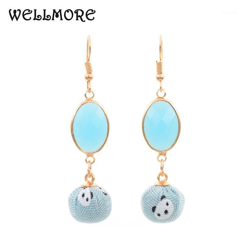 

WELLMORE 2020 new ellipse crystal ,ball earrings long earrings for women E171017-31