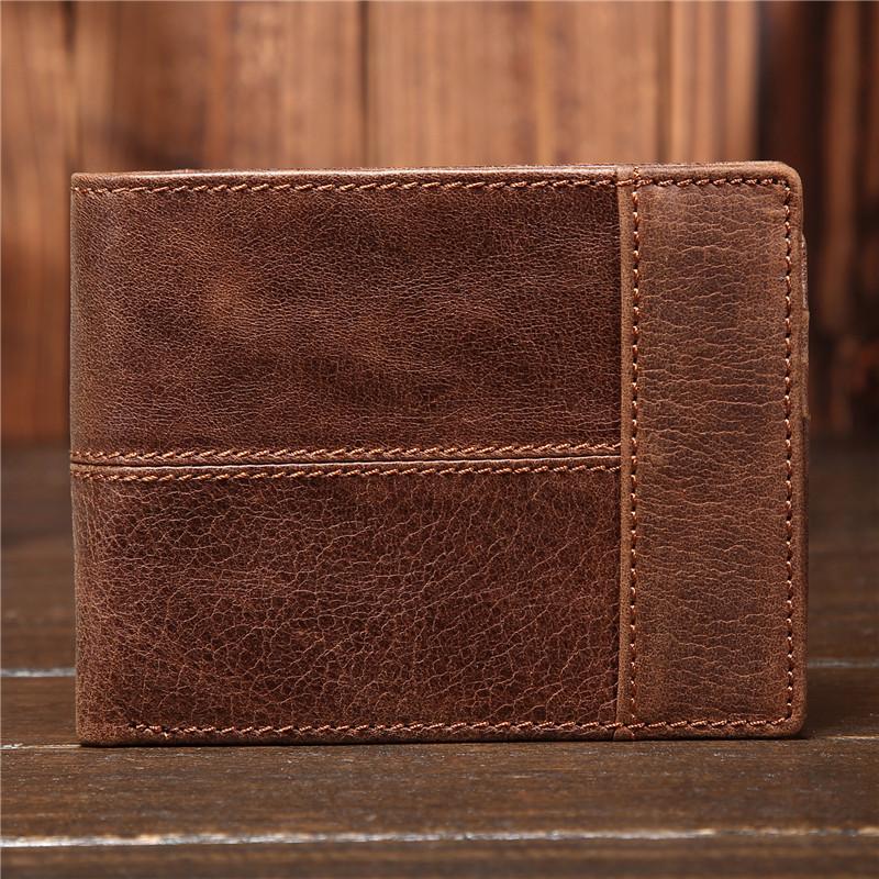 

Multifunctional Leather Wallet Men's Short Leather Cross First Layer Short, Brown