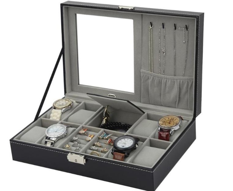 

Leather Watch Jewelry Box High-end Organizer Storage Case For Jewery Ornament Casket Container Boxes Portable & Bins, As picture