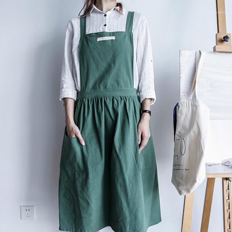 

Aprons Pure Color Kitchen Apron Cooking For Woman Chef Waiter Cafe Shop BBQ Hairdresser Custom Logo Gift Bibs