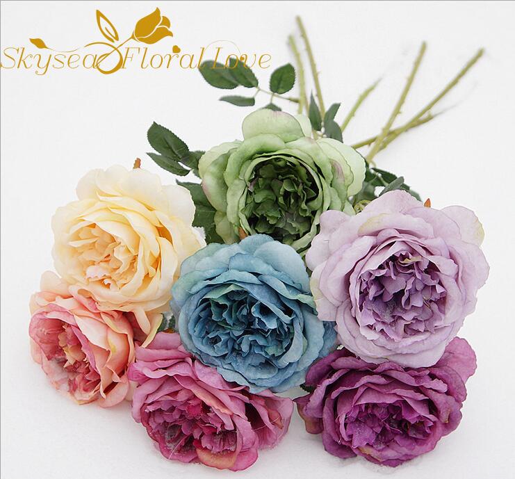 

Real touch flowers single branch painting rose decorative for home/garden/wedding silk flowers for home decoration, Green
