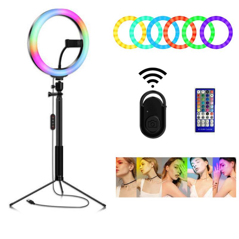 

160CM Tripod 10" LED Ring Light With Bluetooth Remote Control Phone Camera Holder For Smartphone Youtube Makeup