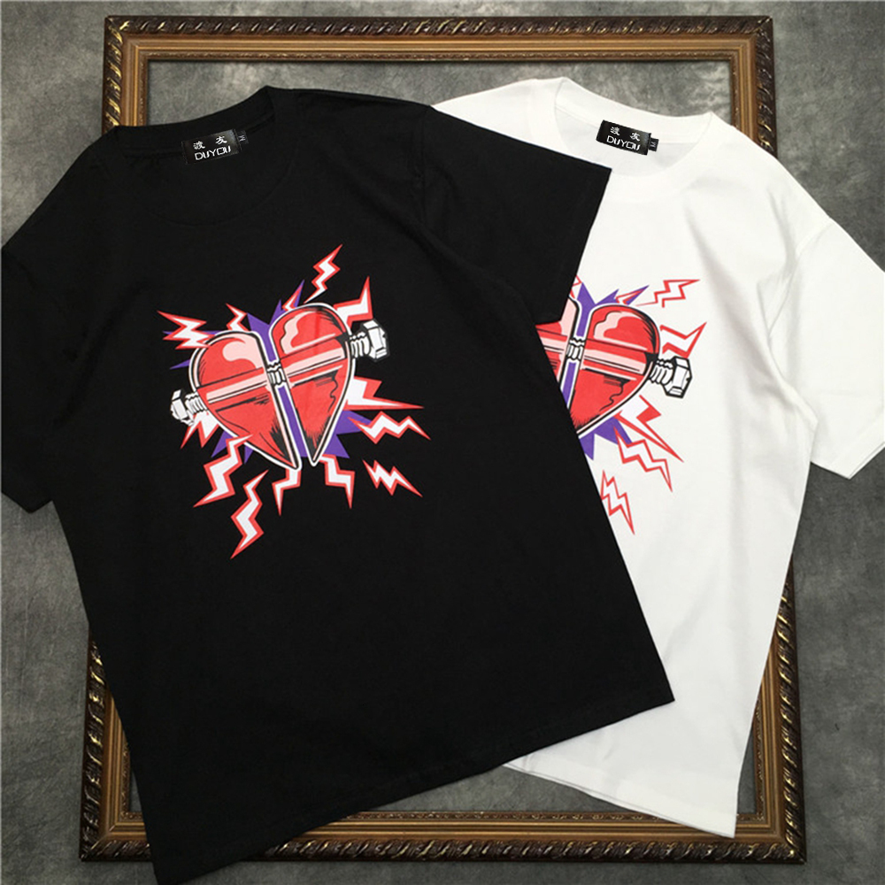 

Men' Short-sleeved T-shirt Mechanical Heart Pattern Tees Women Shirts|streetwear 2191001641 2zxn, White