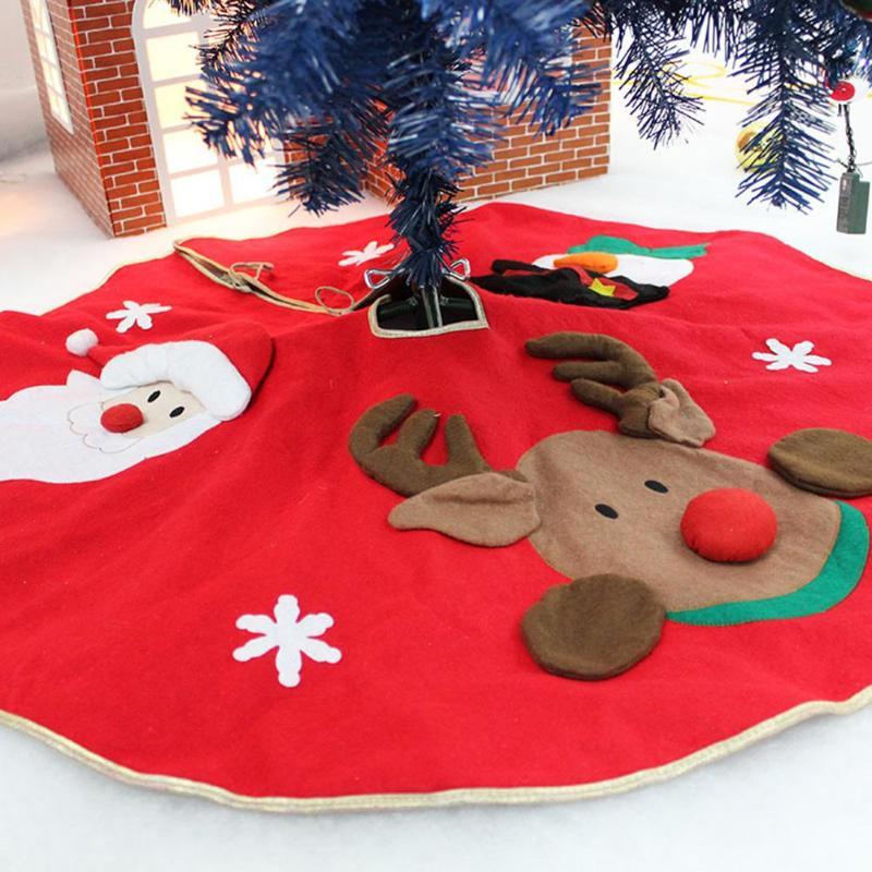 

Hot Sale Fashion Christmas Tree Skirt, Cute Tree Mats with 3D Snowman Santa Reindeer Snowflakes for Home Decoration Wholesale