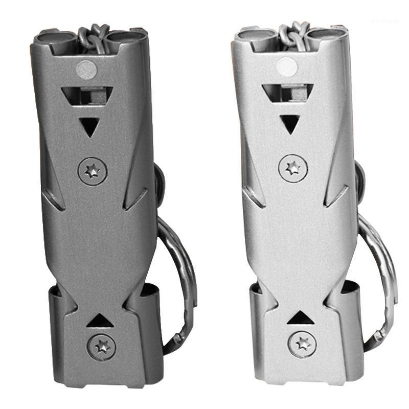 

Stainless Steel Whistle Double Tube Outdoor Survival Whistle High Frequency Earthquake Rescue High Decibel1