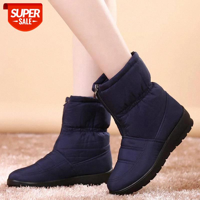 

Waterproof winter ankle boots women shoes 2020 fashion solid zipper warm fur women snow boots flat with casual shoes woman #Xs0u, Black