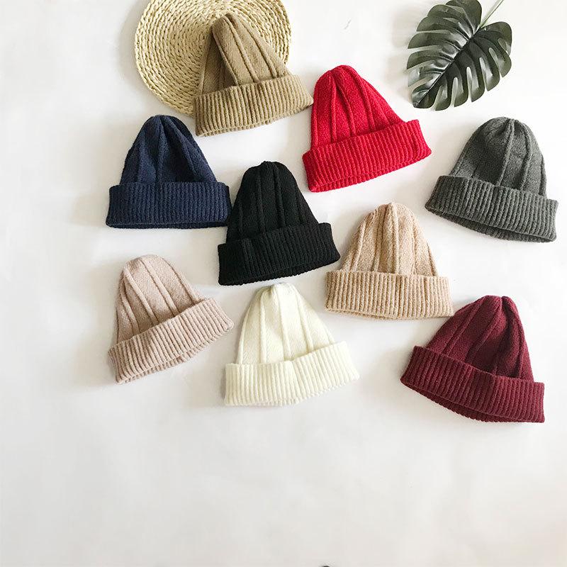 

COUPLE'S Knitted Hat Large Rims Thick Warm Hat Outdoor Cold Cashmere Wool Wool Cap Korean-style Solid Color Pullover, Yang rong mao dark gray