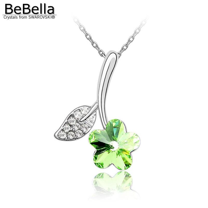 

BeBella 6 colors crystal plum flower pendant necklace Made with Austrian Crystals from