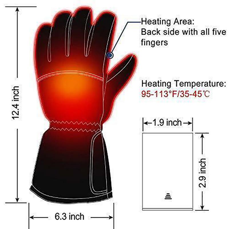 

Outdoor Sports Skiing Motorcycle Mountain Climbing Heated Thermal Gloves Electrothermal Gloves Warm Battery Type Winter, Black