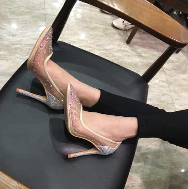 

Ladies Cheap Pointed Toe Bling Bling Thin Heels Rhinestone Mesh Pumps Nude Black Lace Crystal Sequined High Heels Wedding Shoes1, 10 cm heel