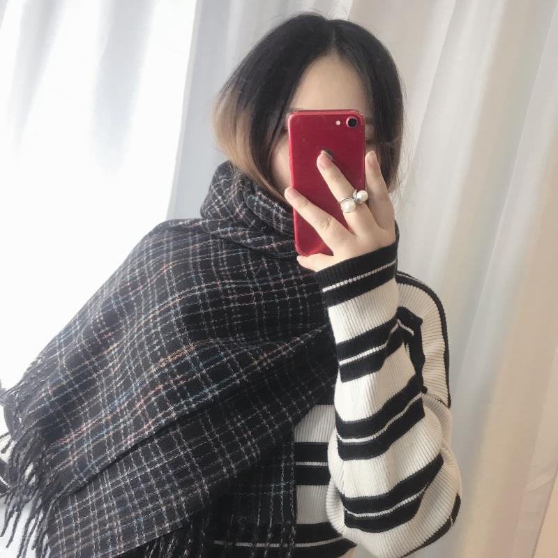 

winter 2020 new classic Plaid cashmere women's scarf fashion double face warm scarf European American fashion tassel with shawl