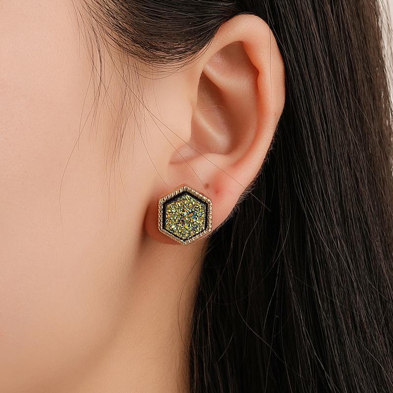 

Korean Harajuku style starry frosted earrings hexagonal ladies party accessories