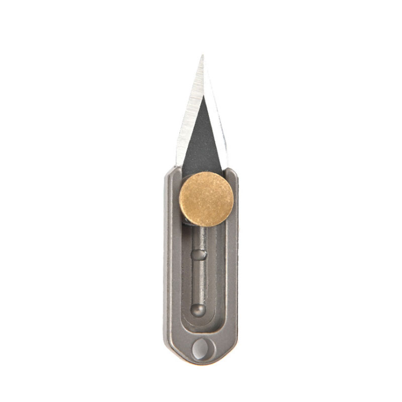 

Mini TC4 Titanium Alloy Keychain Push Action Knife Telescopic Cutter Unpacking Parcel Box Outdoor Sport Cmaping Travel Portable EDC Tool with Key Ring