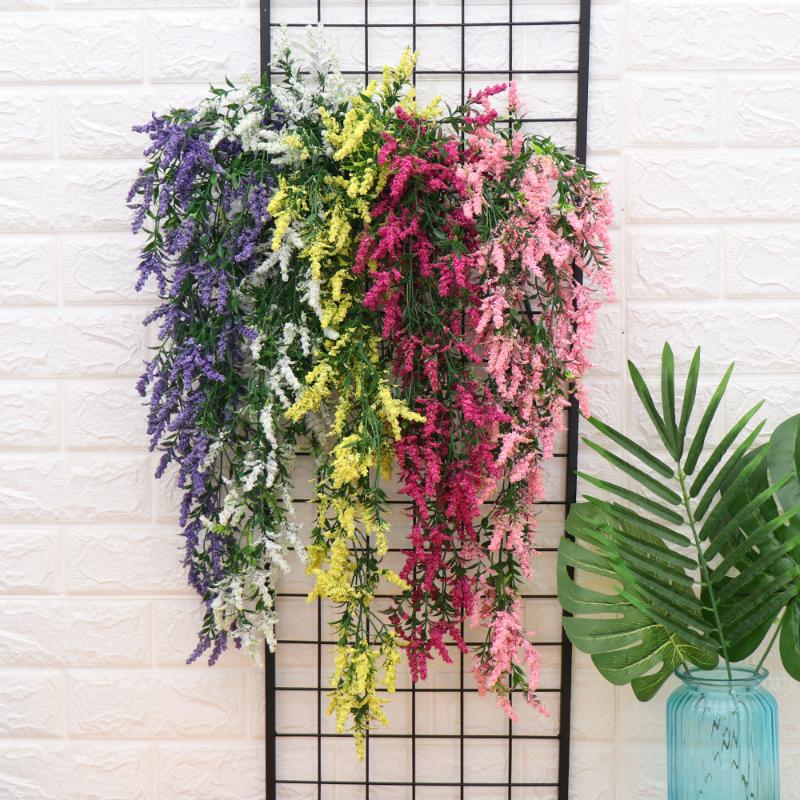 

31.5'' Artificial Lavender Vine Flowers Garland Plants Wall Hanging Colorful DIY Wedding Home Decor Wedding Wreath Decoration, Pink