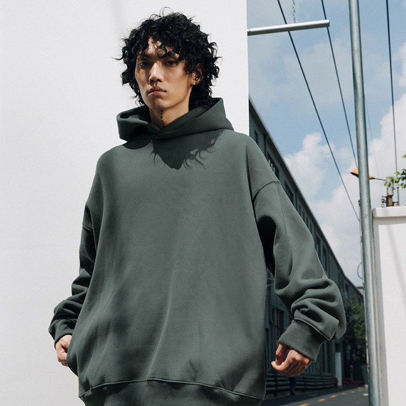 

Very goody quality men's clothing fall/winter 2020 soild hoody oversize pure hoodies hoodie, Kaki