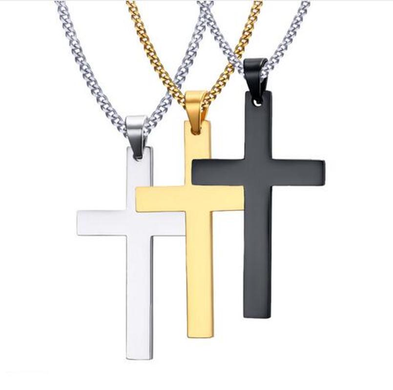 

Mens Cross Pendant Necklaces Stainless Steel Link Chain Necklace Statement Charm Popular Jewelry gifts Fashion Accessories