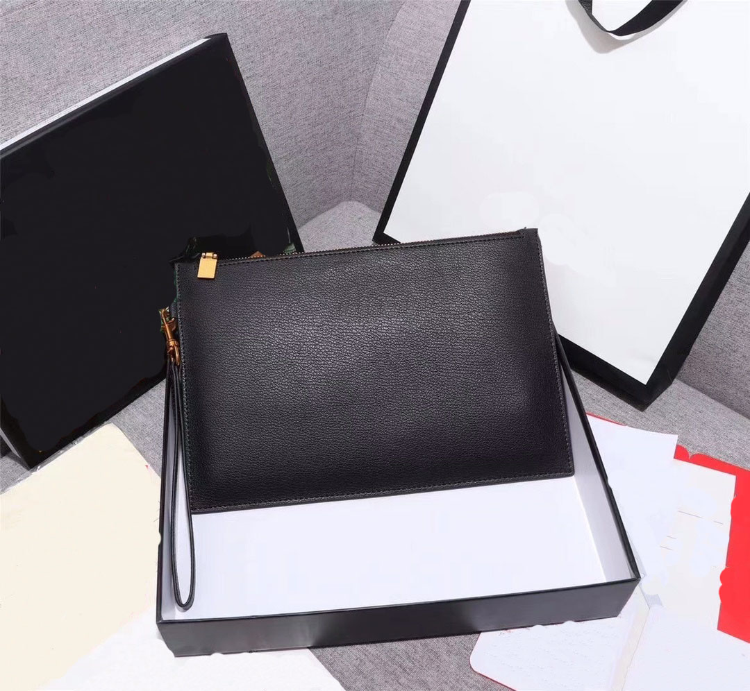 Fashion Handbags Men Black Clutch Bags Luxurys Designers Handbag High Quality Handbags Leather Artwork Purse Wallet Coin Holder 28cm