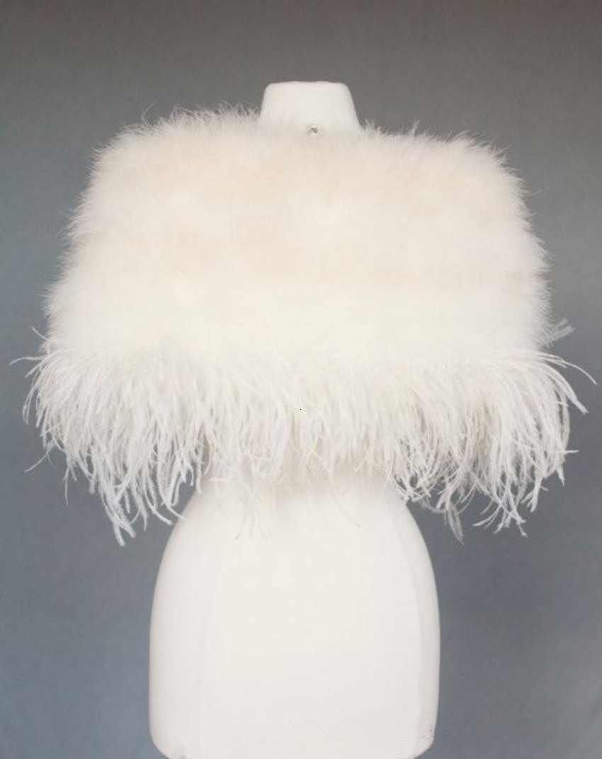 

Pic 100% Real Ostrich Jackets Bridal Shrug Shawl Wrap Marabou Feather Cape with Ribbon Prom Wedding Accessories Z9tg, Black