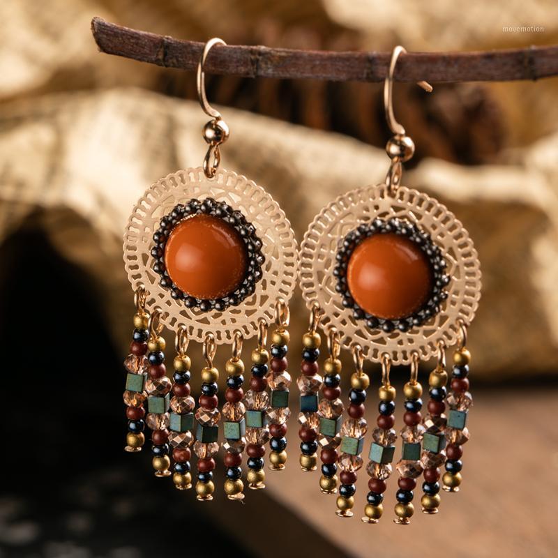 

Bohemian Boho Ethnic Resin Metal Tassel Dangle Hanging Suspension Drop Earrings For Women Female's Wedding Jewelry Accessories1