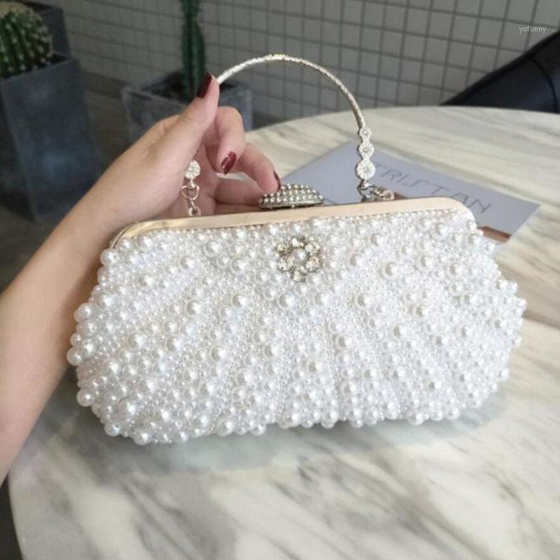 

Elegant Diamonds Pearl Evening Bags lady White Shell Clutch Purse Luxury Wedding party Chain Shoulder bag Dinner Handbag FTB3341, Beige