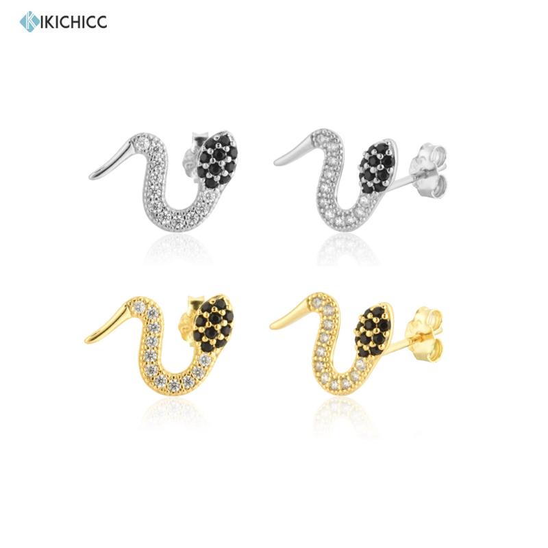 

KIKICHICC 925 Sterling Silver Black Zircon Snake Stud Earring Women Fashion Fine Jewelry 2021 Valentien's Jewels Gift Clips