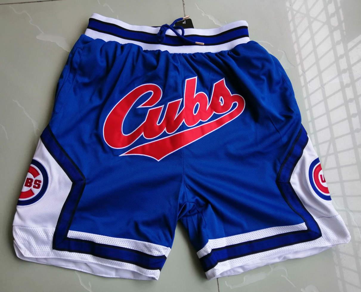 

Chicago Cubs Men Baseball short JUST DON Pocket pants By Mitchell & Ness Retro S-2XL, Black;red