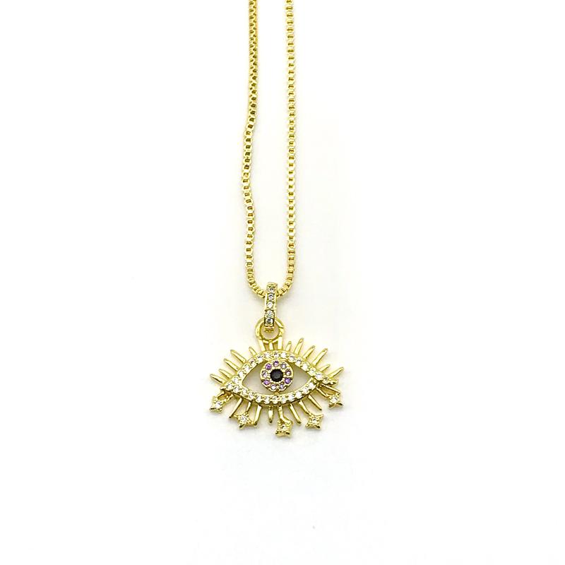 

Pendant Necklaces 5PCS European Style Women Jewelry CZ Micro Pave Eye Necklace