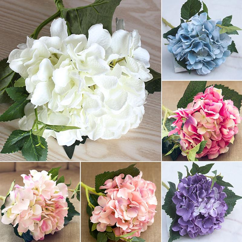 

Artificial Hydrangea Flower Silk Cloth Plastic Peony Bouquet Wedding Supplies DIY Home Decoration For Birthday Party Festival, White