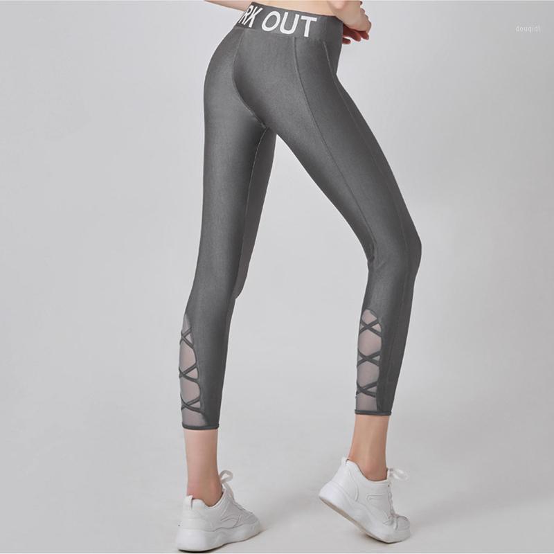 

Women Yoga Pants Bandage Mesh Pant Elastic Leggings Sport Woman Workout Bright Capris Running Trouser Female Gym Fitness Tights1, 88110-yyfs black