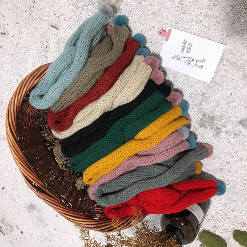 

Winter Children's Scarf Pure Color Knitted Wool Scarf Boys and Girls Warm All-match Bib Baby